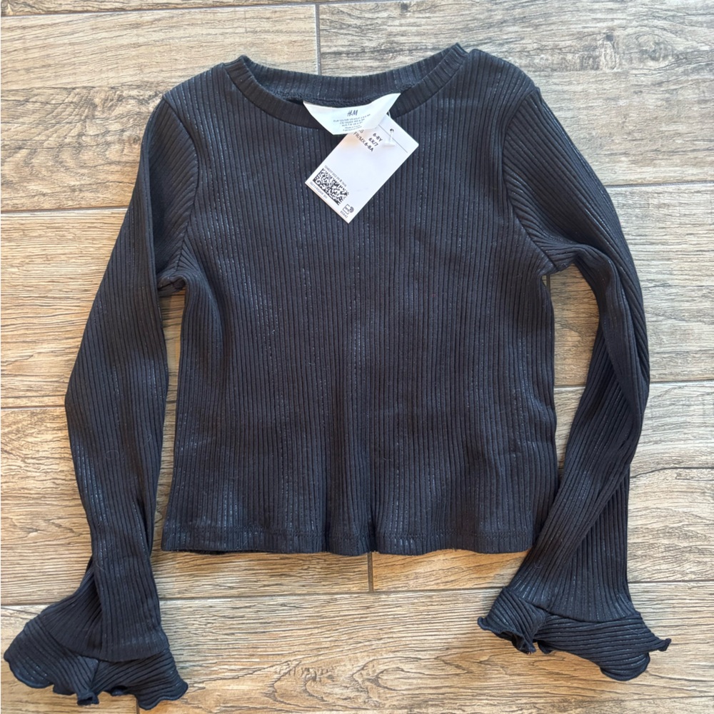 H&M Gray Ribbed Hoodie Sweatshirt